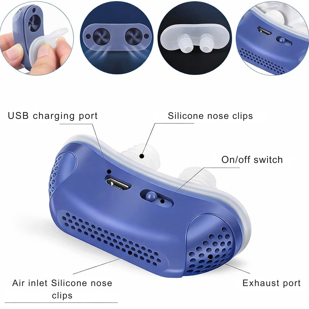 Nasal Breathing Device for Nighttime Comfort | USB Rechargeable Snore Relief Tool | Gentle Airflow Support Without Mask or Straps | Portable