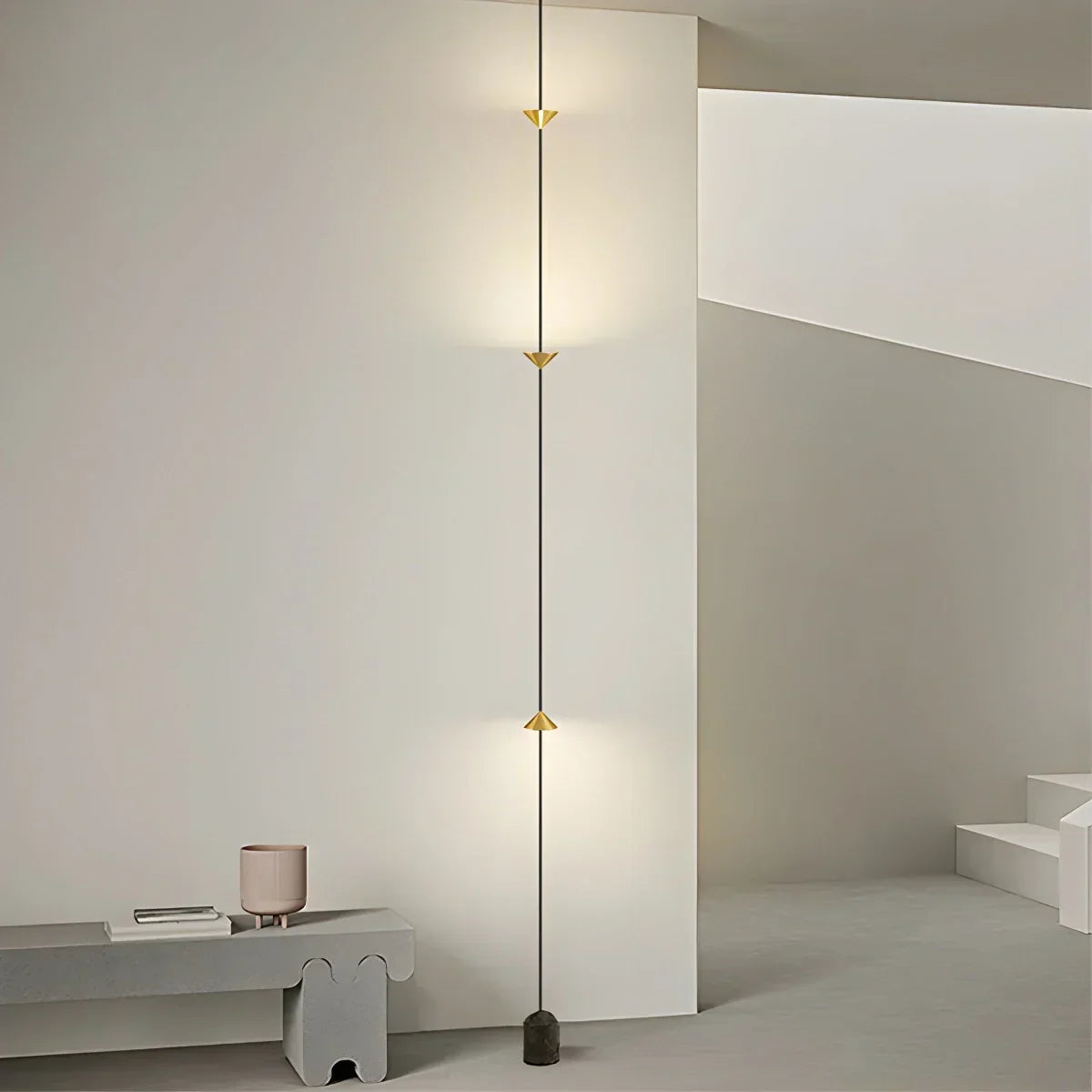 Tension Pole LED Lamp Adjustable 8-10 ft Height Ambient Lighting Bedroom Living Room Four-Point Vertical Light Fixture Space-Saving Modern I