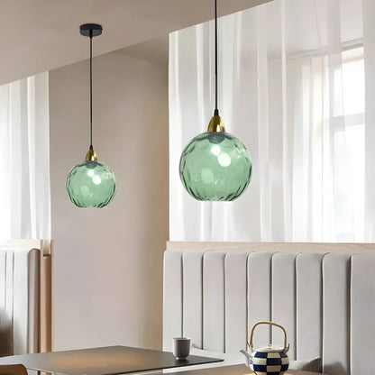 Spherical Glass Ceiling Fixture E26 Socket 8-Inch Gray Shade for Dining Areas Bedrooms Kitchens Adjustable Cord Ambient Fixture
