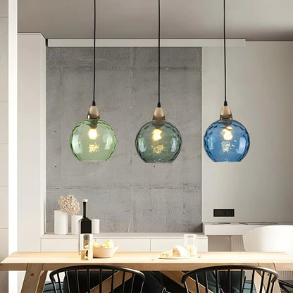 Spherical Glass Ceiling Fixture E26 Socket 8-Inch Gray Shade for Dining Areas Bedrooms Kitchens Adjustable Cord Ambient Fixture