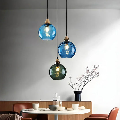 Spherical Glass Ceiling Fixture E26 Socket 8-Inch Gray Shade for Dining Areas Bedrooms Kitchens Adjustable Cord Ambient Fixture