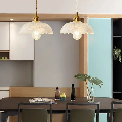 Adjustable Height Pendant Light with Clear Glass Shade Bronze Finish for Dining Table Kitchen Island Living Room Overhead Lighting