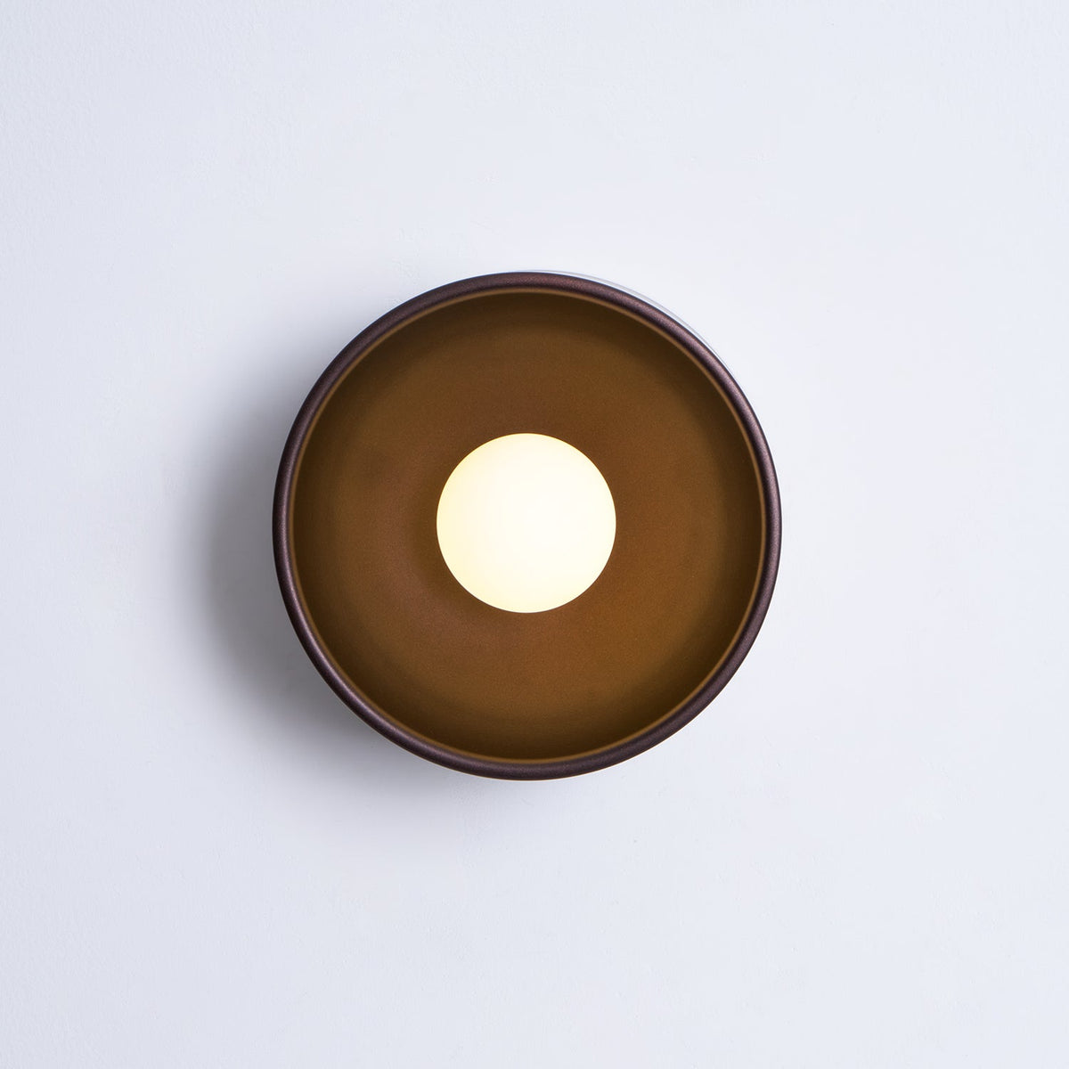 Sconce Light Fixture 7-Inch Round Metal & Glass Shade White for Bedroom Hallway Reading Nook Accent Lighting Compact Modern