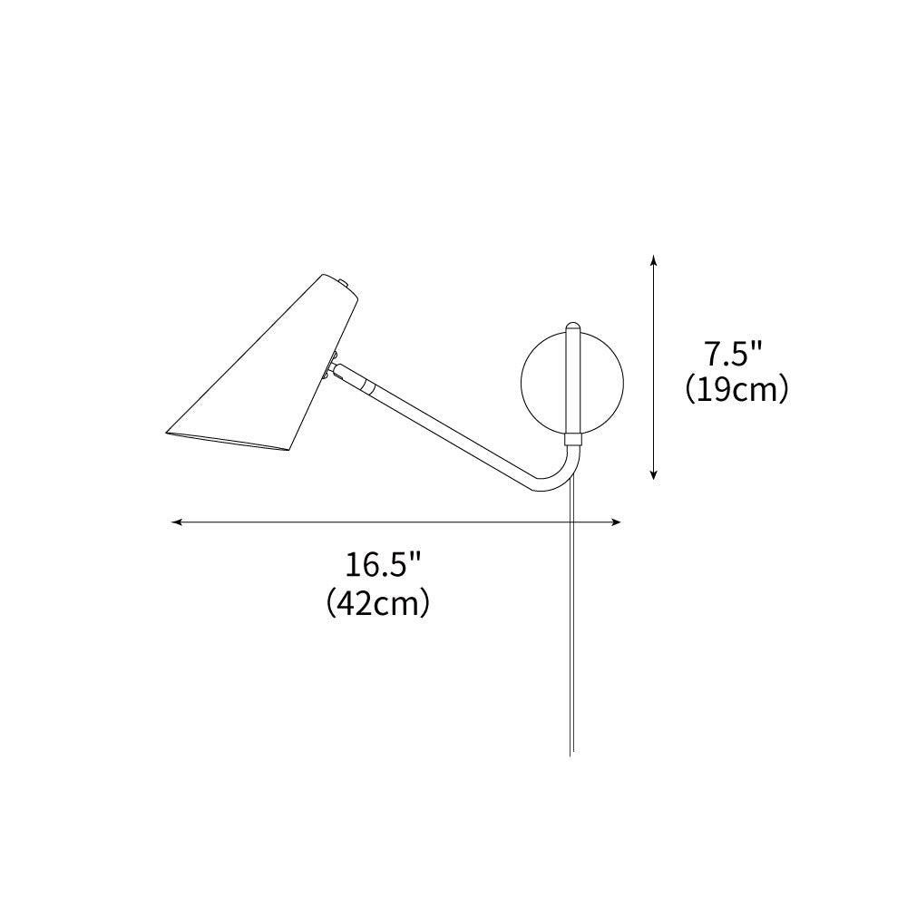 Swing-Arm Wall Sconce with 17-Inch Reach, Plug-In Bedside Reading Lamp for Bedroom, Adjustable Metal Task Light, E26 Socket, Black & Brass F