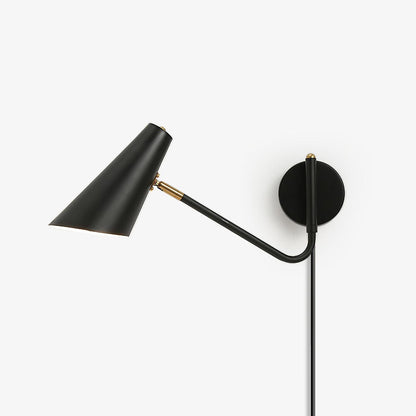 Swing-Arm Wall Sconce with 17-Inch Reach, Plug-In Bedside Reading Lamp for Bedroom, Adjustable Metal Task Light, E26 Socket, Black & Brass F