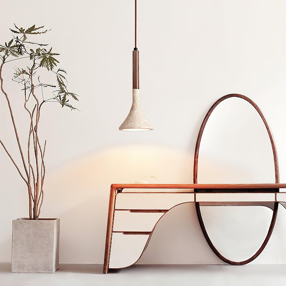 Lámpara colgante de piedra natural | Lámpara de techo compacta de 5 pulgadas para mostradores, mesas de noche y rincones de comedor | Cable ajustable | Luz ambiental cálida