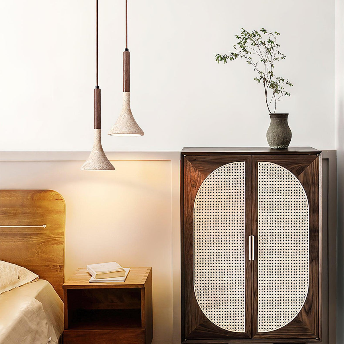 Lámpara colgante de piedra natural | Lámpara de techo compacta de 5 pulgadas para mostradores, mesas de noche y rincones de comedor | Cable ajustable | Luz ambiental cálida