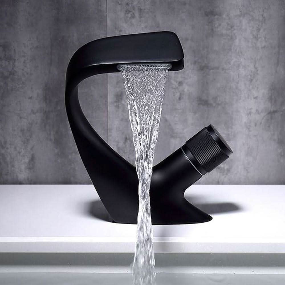 AQUAVEL – Modern Brass Waterfall Basin Mixer for Elegant Bathroom Design