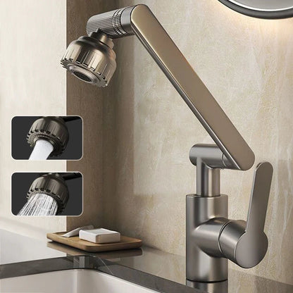 Articulating Kitchen Sink Faucet Extender with Dual Spray Modes – Adjustable Height, Full-Rotation Swivel Arm – Hot & Cold Mixer for Sink