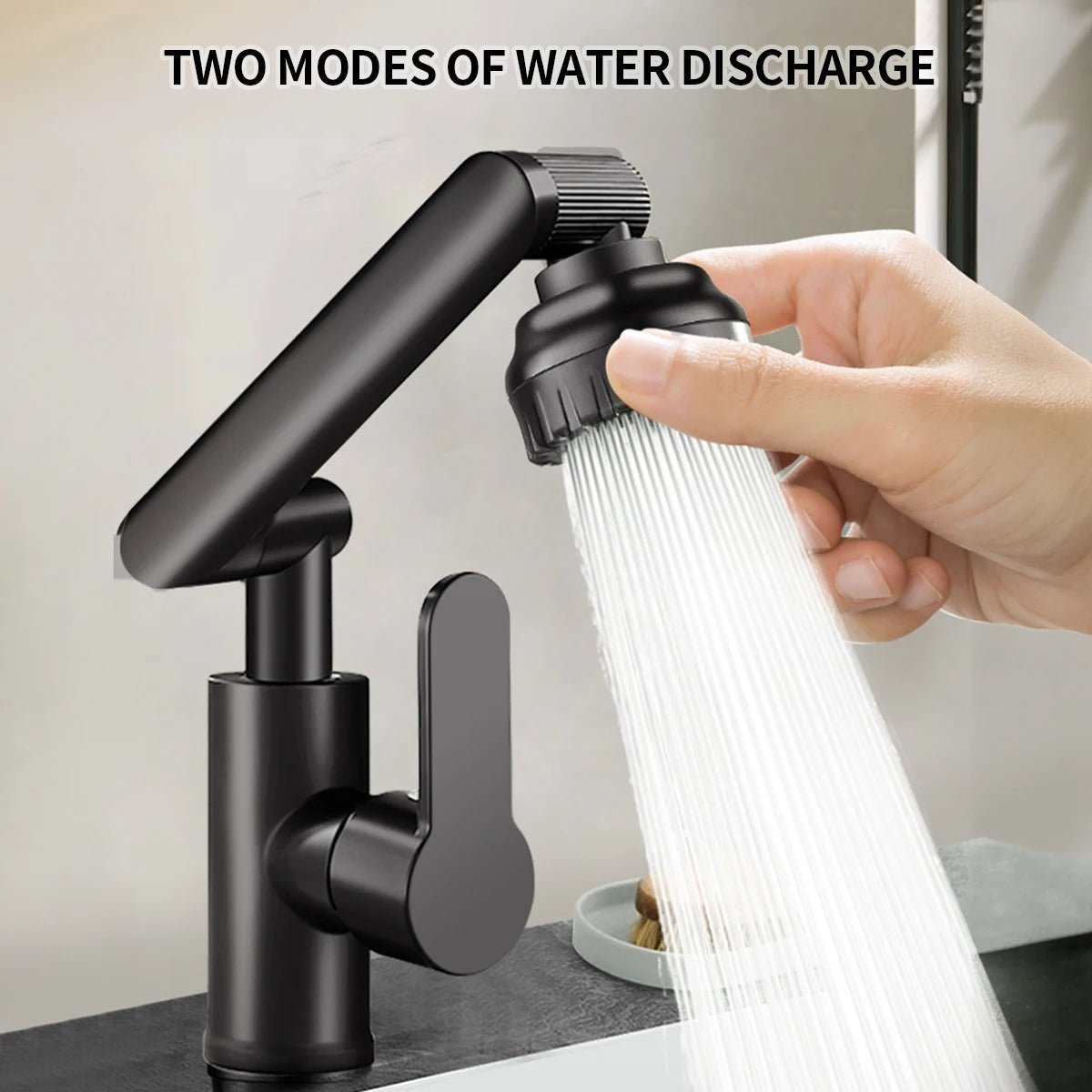 Articulating Kitchen Sink Faucet Extender with Dual Spray Modes – Adjustable Height, Full-Rotation Swivel Arm – Hot & Cold Mixer for Sink