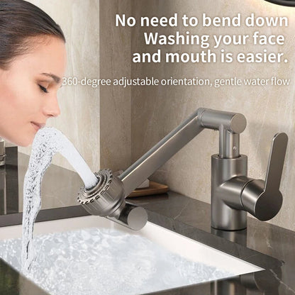 Articulating Kitchen Sink Faucet Extender with Dual Spray Modes – Adjustable Height, Full-Rotation Swivel Arm – Hot & Cold Mixer for Sink