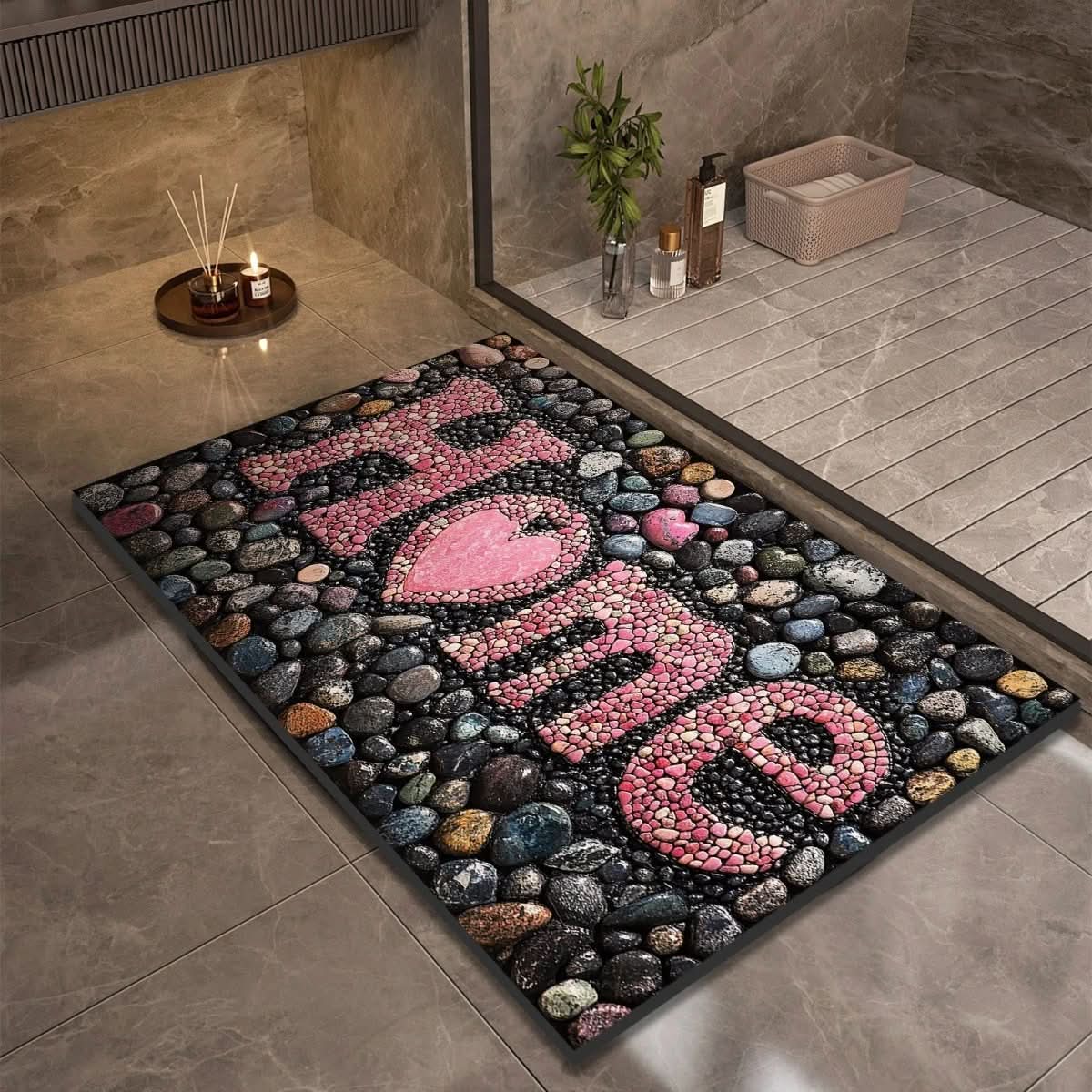 Rapid-Dry Stone Floor Mat 24x35 Inches Non-Slip Absorbent Rug for Shower Bath Entry Kitchen Hallway High-Traffic Wet Areas