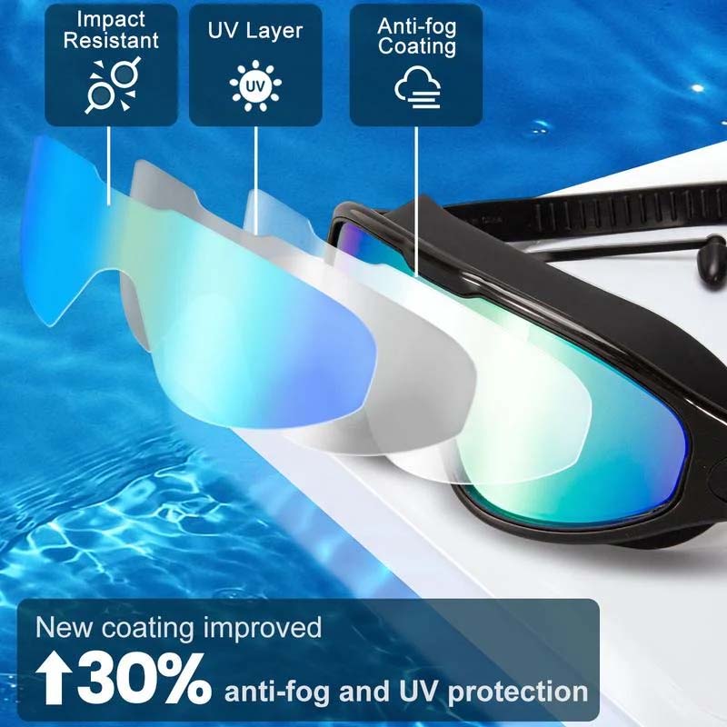 Aqua Vision | Gafas de natación antivaho de visión amplia con ajuste cómodo | Diseño elegante para una mejor visibilidad