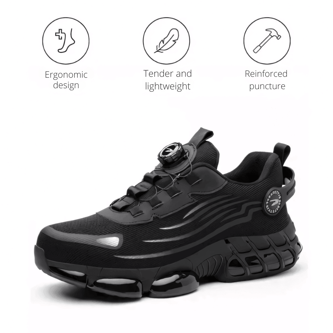 Steel Toe Work Shoes Men with Arch Support & Slip-Resistant Outsole for Warehouse & Construction