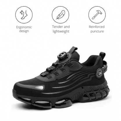 Steel Toe Work Shoes Men with Arch Support & Slip-Resistant Outsole for Warehouse & Construction