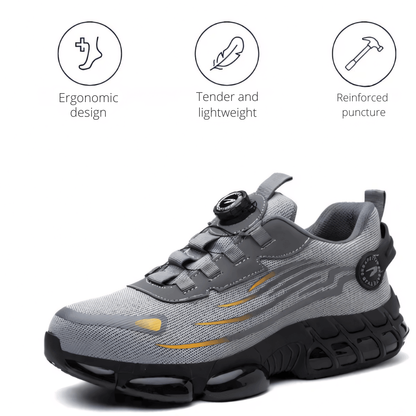 Steel Toe Work Shoes Men with Arch Support & Slip-Resistant Outsole for Warehouse & Construction