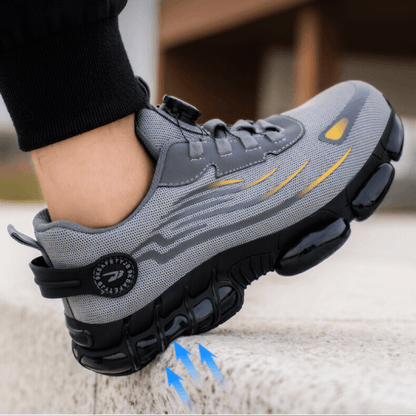 Steel Toe Work Shoes Men with Arch Support & Slip-Resistant Outsole for Warehouse & Construction