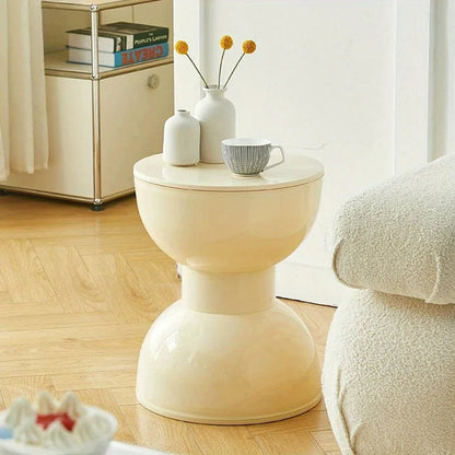 Arc-Shaped Low Side Table – Compact Plastic Accent for Living Room and Hall