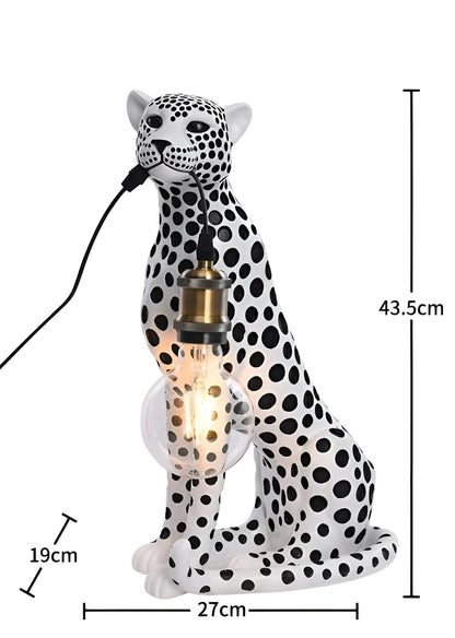 Leopard Table Lamp with Edison Bulb, Art Deco Desk Lamp for Nightstand, Bedside Lamp with USB Power for Console