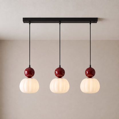 Geometric Art Deco Pendant Light with Warm LED Glow for Dining Room & Kitchen Island – Ribbed Acrylic Shade, Iron Frame, Adjustable Cord