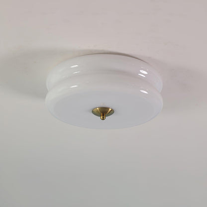 Flush Mount LED Fixture Glass Metal 13-Inch Geometric Design Warm Ambient Light for Entryway Bedroom Dining Space Low Profile Installation