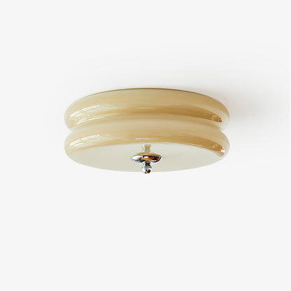 Art Deco Flush Mount Ceiling Light with White Glass Shade – Vintage LED Fixture for Living Room, Dining Room & Bedroom – Gold or Chrome