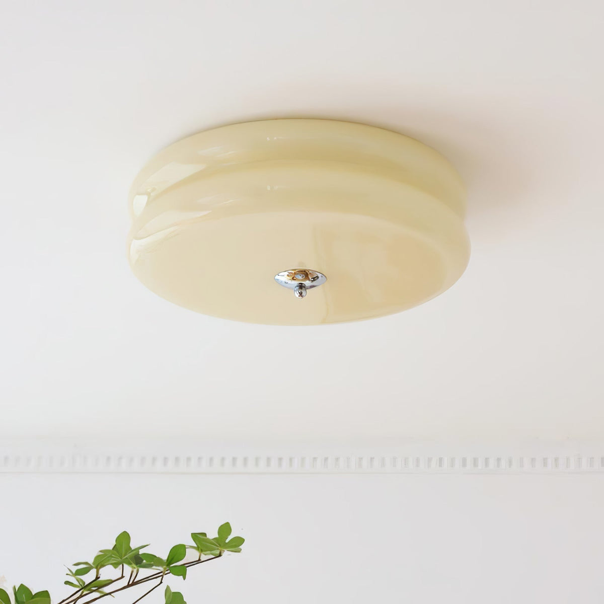 Flush Mount LED Fixture Glass Metal 13-Inch Geometric Design Warm Ambient Light for Entryway Bedroom Dining Space Low Profile Installation