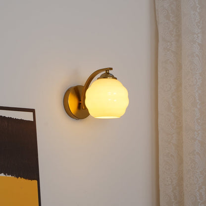 Frosted Glass Wall Sconce with Gold or Chrome Finish for Bedroom Lighting | Compact Indoor Fixture for Hallways & Living Rooms