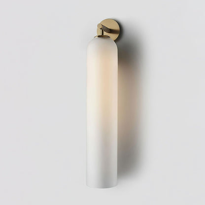 Cylindrical Glass Wall Sconce 19 Inch Vertical Light Fixture for Living Room Bedroom Hallway Ambient Lighting Up or Down Mount Gold Black Ni