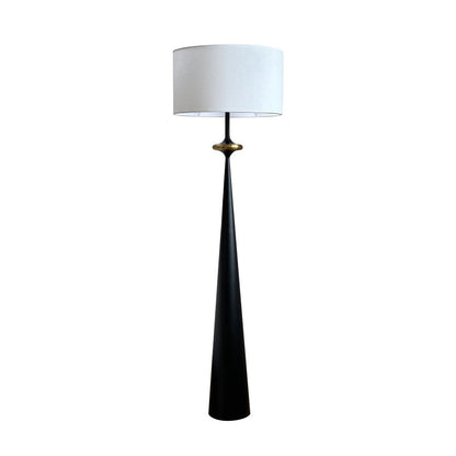 Standing Lamp Wooden Base 65 in Tall White Fabric Shade Mid-Century Uplight for Living Room Bedroom Reading Corner Dimmable E26 Socket Moder