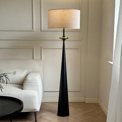 Standing Lamp Wooden Base 65 in Tall White Fabric Shade Mid-Century Uplight for Living Room Bedroom Reading Corner Dimmable E26 Socket Moder
