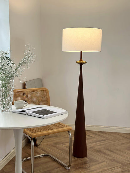Standing Lamp Wooden Base 65 in Tall White Fabric Shade Mid-Century Uplight for Living Room Bedroom Reading Corner Dimmable E26 Socket Moder