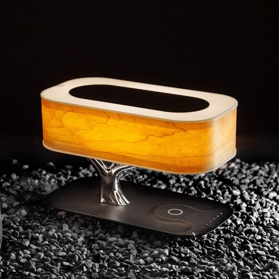 Wireless Charging Table Lamp with Bluetooth Speaker for Bedroom Nightstand Office Desk Living Room Modern LED Accent Light