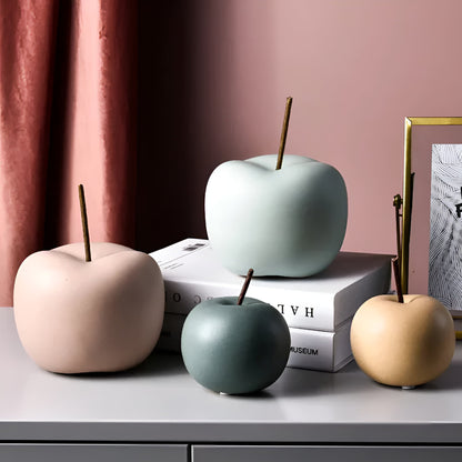 Artis Apple Ornament - Handcrafted Ceramic, Pastel Hues