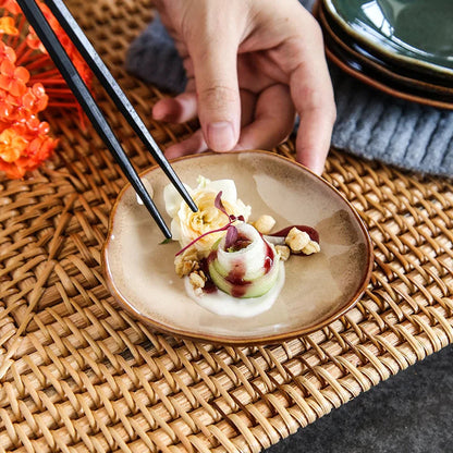 Artisanal Porcelain Dipping Dish – Unique Irregular Shape for Sauces, Condiments, and Dips – Microwave Safe