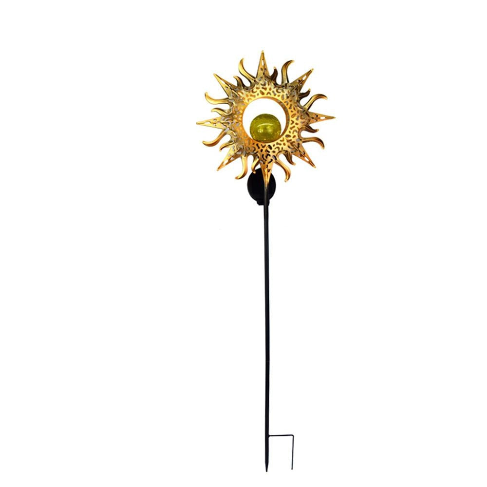 Solar Decorative Yard Stake with Textured Globe Light for Pathways, Patios & Garden Borders – Iron Landscape Accent, Automatic Dusk-to-Dawn