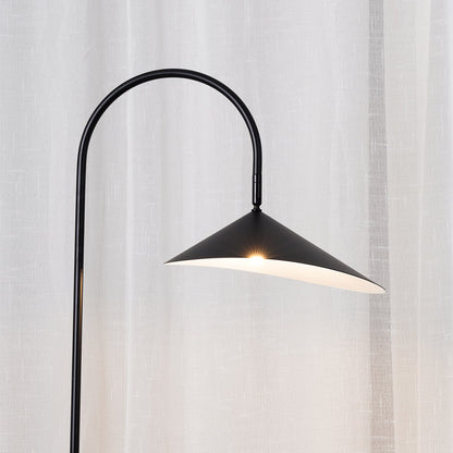 Arched Reading Floor Lamp with Marble Base – Modern Black Metal Accent Light for Living Room, Bedroom & Home Office