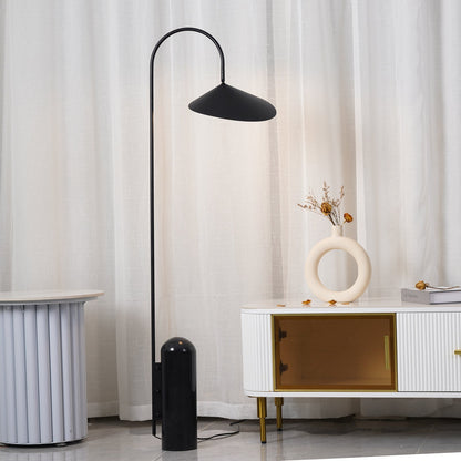 Arched Reading Floor Lamp with Marble Base – Modern Black Metal Accent Light for Living Room, Bedroom & Home Office