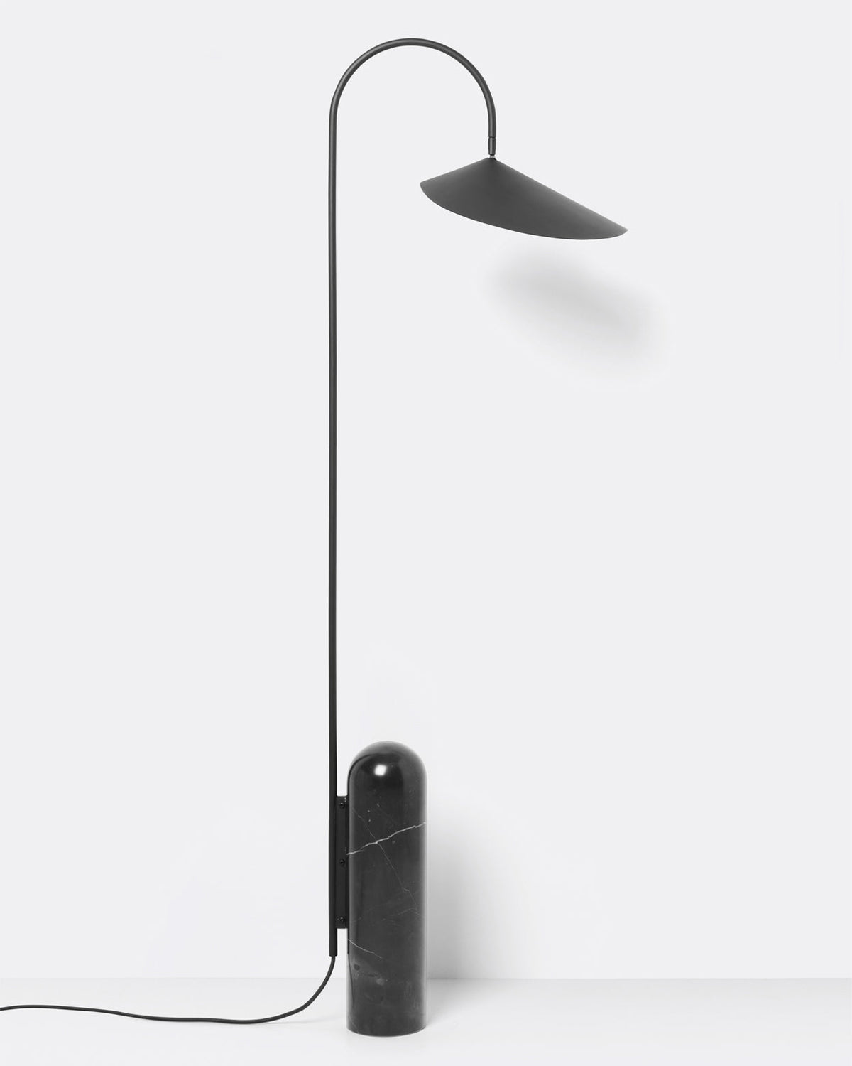 Arched Reading Floor Lamp with Marble Base – Modern Black Metal Accent Light for Living Room, Bedroom & Home Office