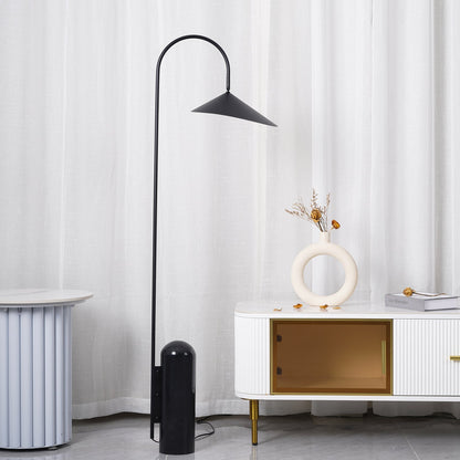 Arched Reading Floor Lamp with Marble Base – Modern Black Metal Accent Light for Living Room, Bedroom & Home Office