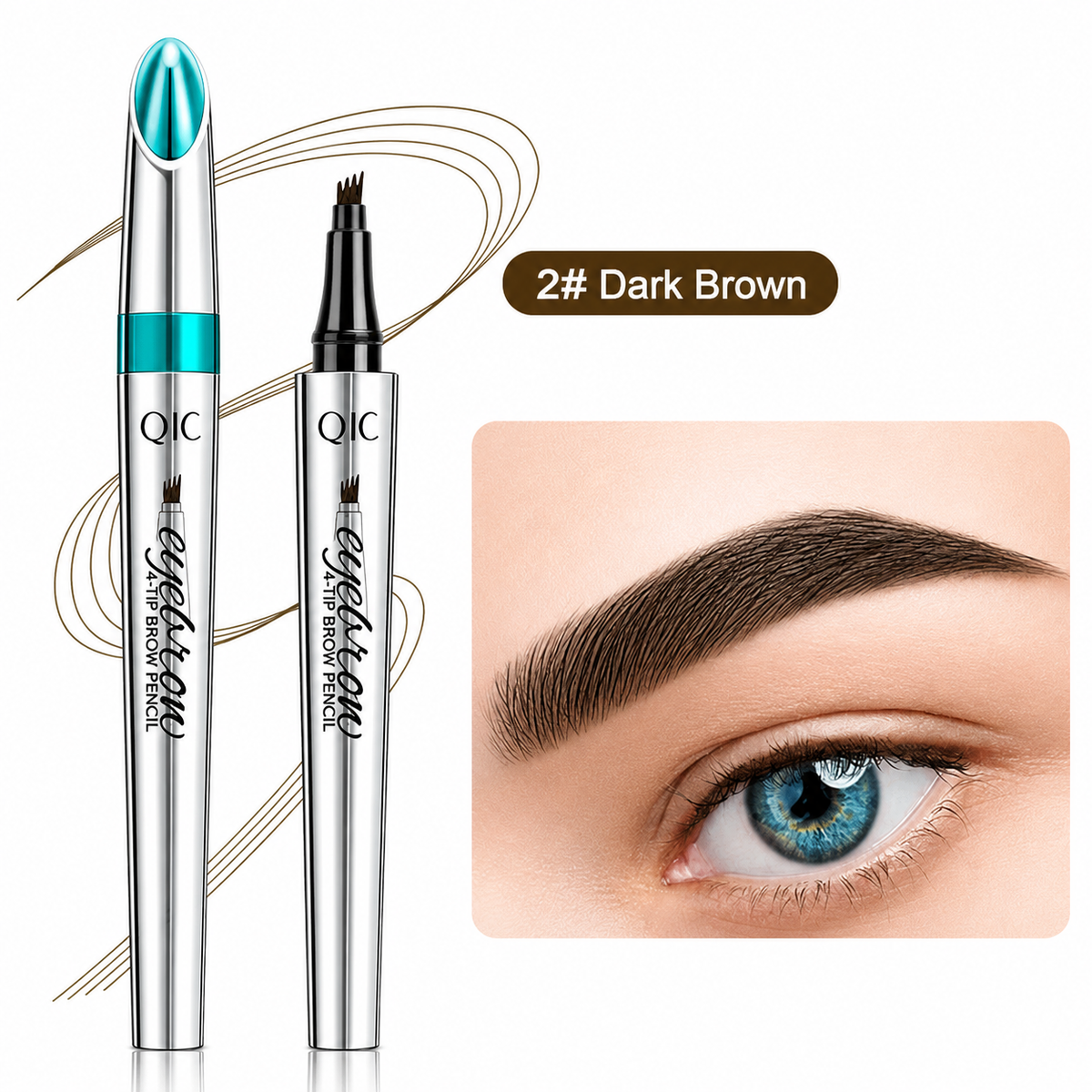 Four-Tip Eyebrow Pen Hair-Like Strokes Smudge-Proof Long-Wear Natural Brow Definer Tool for Sparse Thin Patchy Brows Women Daily Makeup