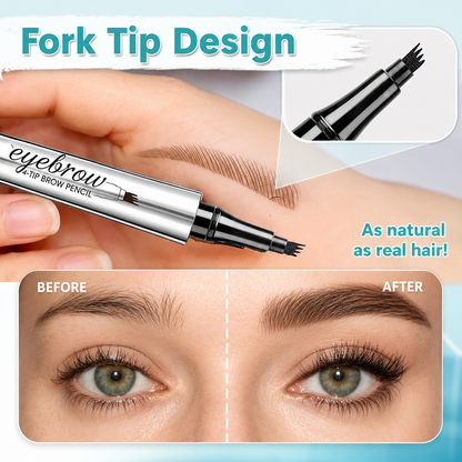 Four-Tip Eyebrow Pen Hair-Like Strokes Smudge-Proof Long-Wear Natural Brow Definer Tool for Sparse Thin Patchy Brows Women Daily Makeup