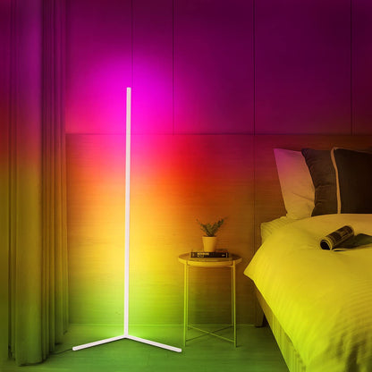 AuraEdge | Corner Floor Lamp with Adjustable RGB & White Light | Space-Saving Design for Versatile Ambiance