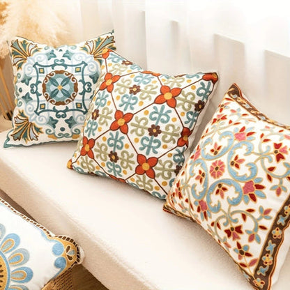Aureus Sofa Cushion Covers - Embroidered Microfiber, 18x18