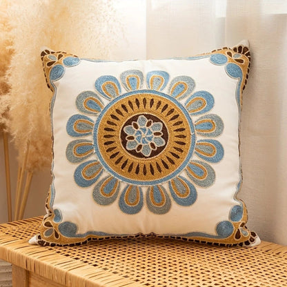 Aureus Sofa Cushion Covers - Embroidered Microfiber, 18x18