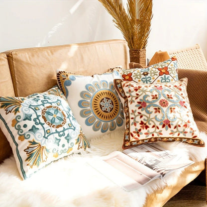 Aureus Sofa Cushion Covers - Embroidered Microfiber, 18x18