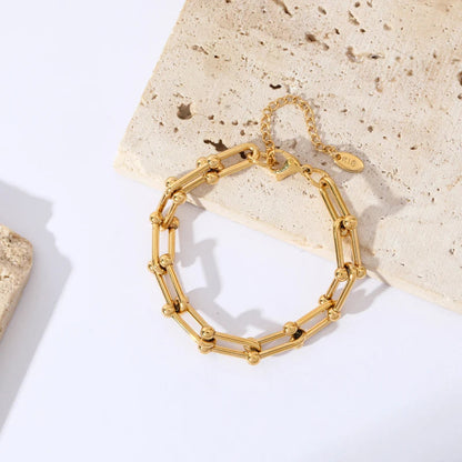 Colección Ortekor Aurielle | Juego de joyería de eslabones dorados con longitudes ajustables | Collar y pulsera elegantes para un estilo versátil
