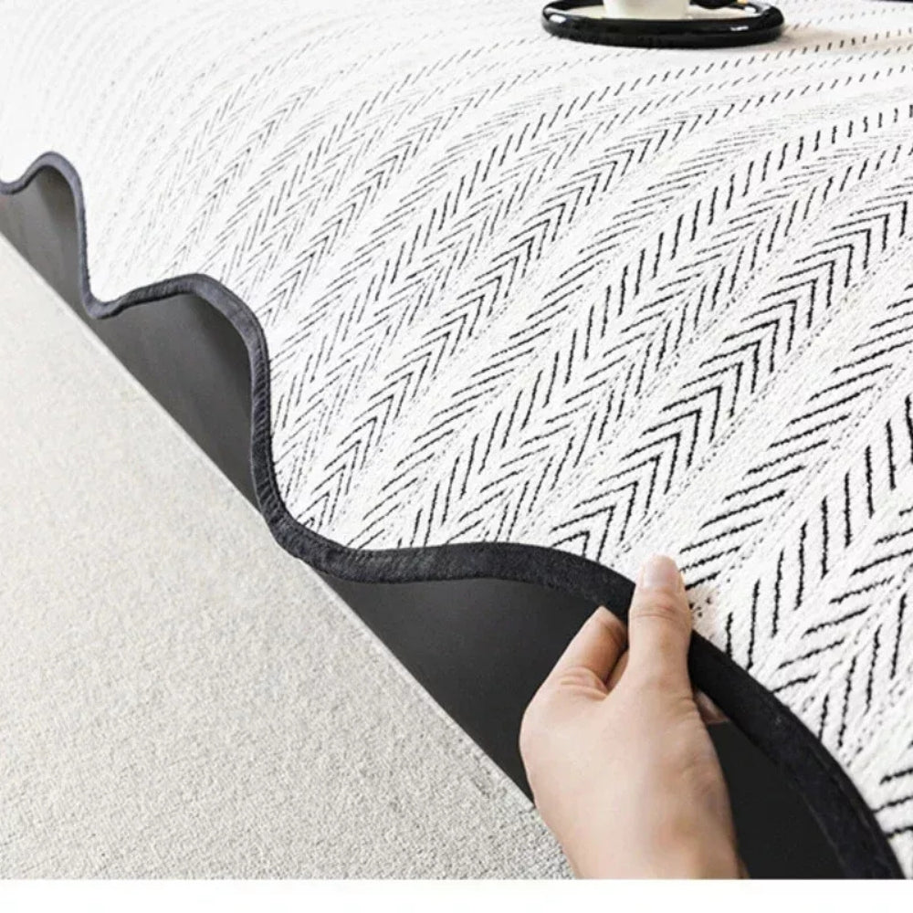 Textured Throw Blanket with Scalloped Edge for Couch, Sofa & Bed – Soft Woven Cotton Blend – Non-Slip Breathable Cover for Living Room &