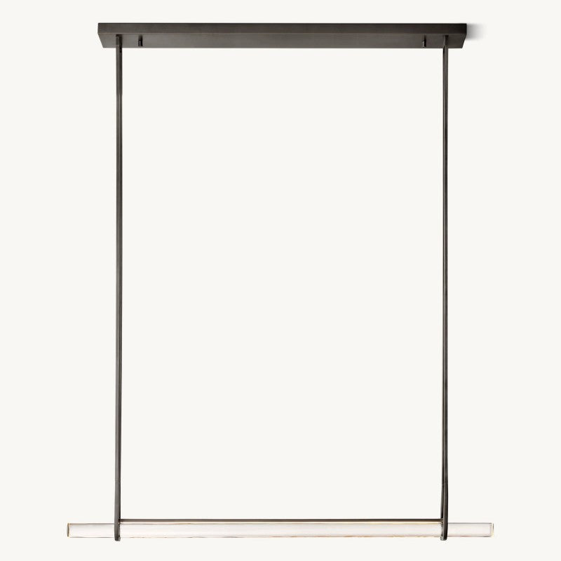 Linear Crystal Chandelier 60 Inch – Brass Frame with 10 Hanging Prisms – LED Lighting for Dining Room & Entryway