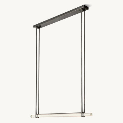 Linear Crystal Chandelier 60 Inch – Brass Frame with 10 Hanging Prisms – LED Lighting for Dining Room & Entryway